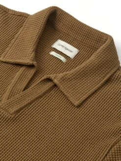 Austell Short Sleeve Polo Shirt Barton Tobacco Brown -Mizuno Men Clothing Shop FlatOSMK741AustellPoloShirtBAR01TOBBartonTobaccoBrown1