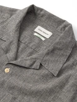 Havana Short Sleeve Shirt Rackfield Black/White -Mizuno Men Clothing Shop FlatOSMS156eHavanaShortSleeveShirtRAC01BLWRackfieldBlackWhite1