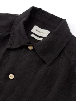 Cuban Short Sleeve Shirt Arnold Black -Mizuno Men Clothing Shop FlatOSMS173CubanShortSleeveShirtARN01BLKArnoldBlack1