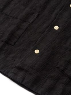 Cuban Short Sleeve Shirt Arnold Black -Mizuno Men Clothing Shop FlatOSMS173CubanShortSleeveShirtARN01BLKArnoldBlack2