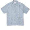 Cuban Short Sleeve Shirt Drescher Blue -Mizuno Men Clothing Shop FlatOSMS173CubanShortSleeveShirtDRE01BLUDrescherBlue