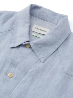 Cuban Short Sleeve Shirt Drescher Blue -Mizuno Men Clothing Shop FlatOSMS173CubanShortSleeveShirtDRE01BLUDrescherBlue1