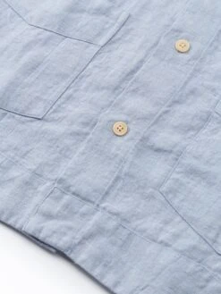 Cuban Short Sleeve Shirt Drescher Blue -Mizuno Men Clothing Shop FlatOSMS173CubanShortSleeveShirtDRE01BLUDrescherBlue2