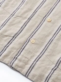 Cuban Short Sleeve Shirt Loughlin Sand -Mizuno Men Clothing Shop FlatOSMS173CubanShortSleeveShirtLOU01SANLoughlinSand2