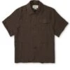 Short Sleeve Safari Shirt Sampson Brown -Mizuno Men Clothing Shop FlatOSMS180ShortSleeveSafariShirtSAM01BROSampsonBrown