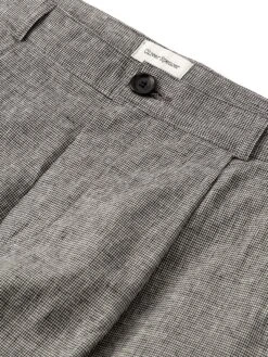 Morton Pleated Trousers Rackfield Black/White -Mizuno Men Clothing Shop FlatOSMT68MortonTrousersRAC01BLWRackfieldBlackWhite1