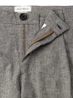 Morton Pleated Trousers Rackfield Black/White -Mizuno Men Clothing Shop FlatOSMT68MortonTrousersRAC01BLWRackfieldBlackWhite2