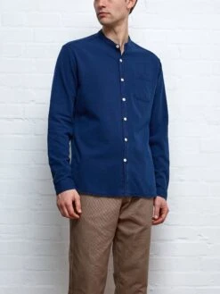 Grandad Shirt Kildale Indigo Rinse -Mizuno Men Clothing Shop GRANDADSHIRTKILDALEINDIGORINSE10copy