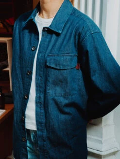 Oliver Spencer X Niwaki Haru Gardening Overshirt Mullins Denim Indigo Rinse -Mizuno Men Clothing Shop HARUL Rinse2