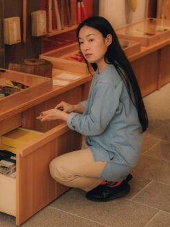 Oliver Spencer X Niwaki Ohana Gardening Smock Mullins Denim Indigo Light -Mizuno Men Clothing Shop Light Smock2