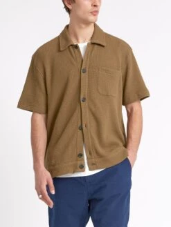 Ashby Short Sleeve Jersey Shirt Barton Tobacco Brown -Mizuno Men Clothing Shop ModelOSMK741AshbyShortSleeveJerseyShirtBAR01TOBBartonTobaccoBrown5copy Softness