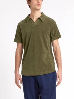 Austell Short Sleeve Polo Shirt Willow Green -Mizuno Men Clothing Shop ModelOSMK741AustellPoloShirtWIL01GRNWillowGreen6copy Softness