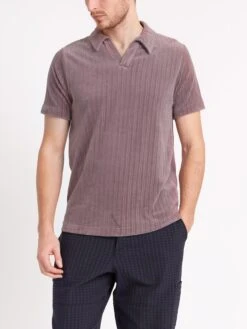 Austell Short Sleeve Polo Shirt Willow Mauve -Mizuno Men Clothing Shop ModelOSMK741AustellPoloShirtWIL01MAUWillowMauve3copy Softness
