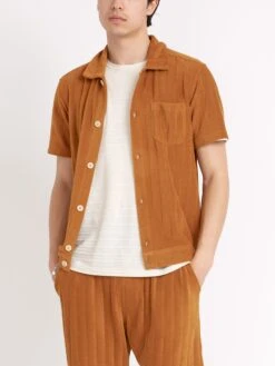 Ashby Short Sleeve Jersey Shirt Haywood Ochre 13 Ashby Short Sleeve Jersey Shirt Haywood Ochre -Mizuno Men Clothing Shop ModelOSMK742AshbyShortSleeveJerseyShirtHAY01OCHHaywardOchre16copy