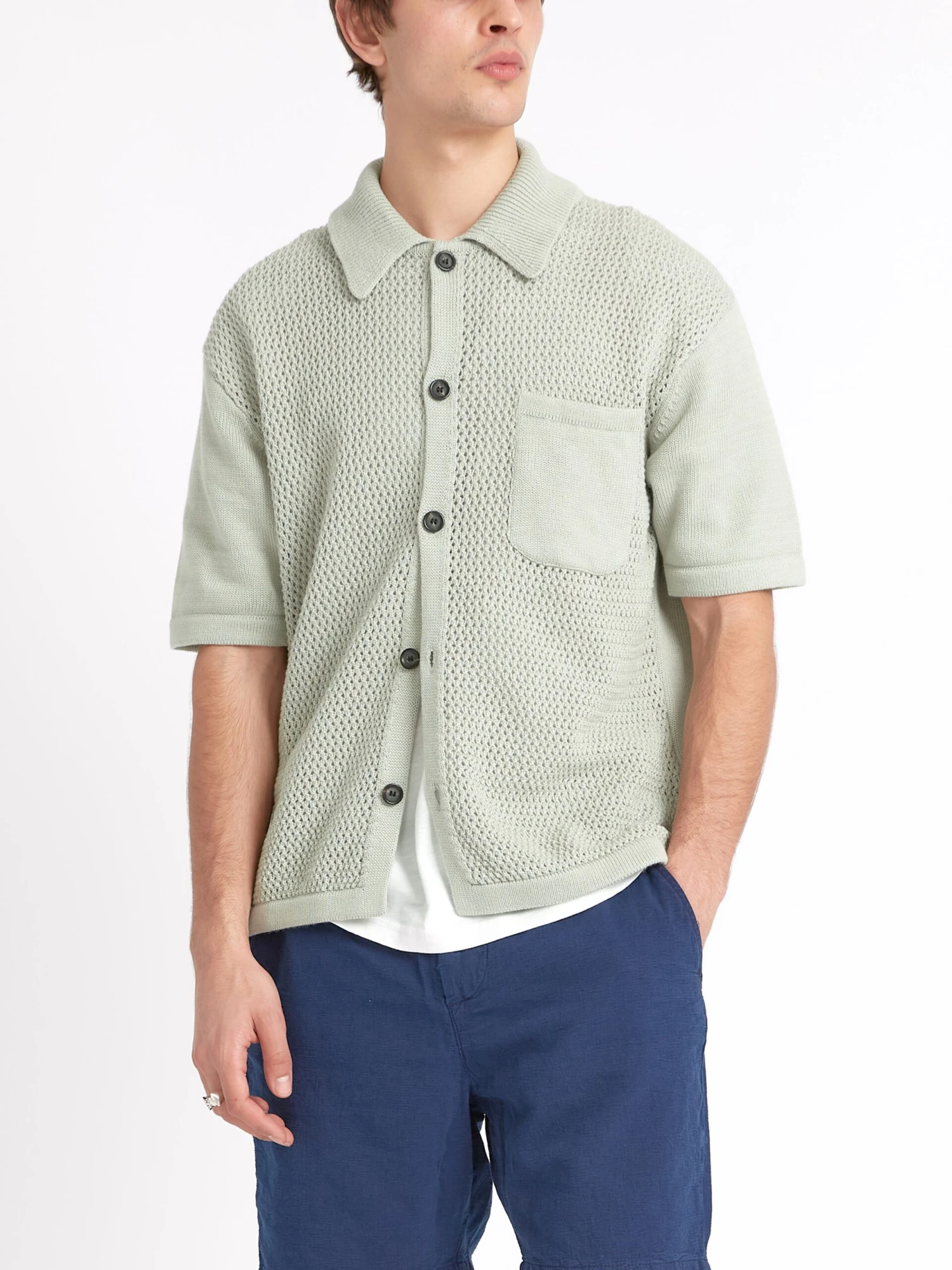 Short Sleeve Mawes Knitted Shirt Tamar Pale Green 7 Short Sleeve Mawes Knitted Shirt Tamar Pale Green - Image 5