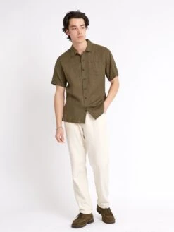 Riviera Short Sleeve Shirt Padworth Green -Mizuno Men Clothing Shop ModelOSMS102RivieraShortSleeveShirtPAD01GRNPadworthGreen10 Softness
