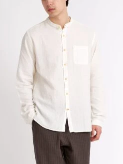 Grandad Shirt Haston Cream -Mizuno Men Clothing Shop ModelOSMS126GrandadShirtHAS01CREHastonCream7copy