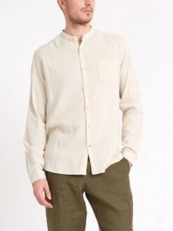 Grandad Shirt Randal Cream -Mizuno Men Clothing Shop ModelOSMS126GrandadShirtRAN01CRERandalCream2copy Softness