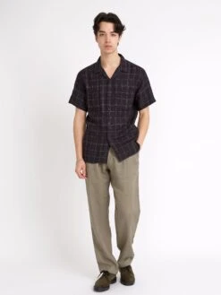 Havana Short Sleeve Shirt Frankel Black -Mizuno Men Clothing Shop ModelOSMS156cHavanaShortSleeveShirtFRA01BLKFrankelBlack26