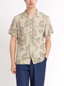 Havana Short Sleeve Shirt Westgate Beige 12 Havana Short Sleeve Shirt Westgate Beige -Mizuno Men Clothing Shop ModelOSMS156cHavanaShortSleeveShirtWES01BEIWestgateBeige5copy