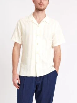 Havana Short Sleeve Shirt Yardley Cream -Mizuno Men Clothing Shop ModelOSMS156cHavanaShortSleeveShirtYAR01CREYardleyCreamcopy Softness