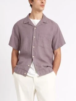 Havana Short Sleeve Shirt Coney Mauve -Mizuno Men Clothing Shop ModelOSMS156eHavanaShortSleeveShirtCON01MAUConeyMauvecopy Softness