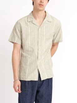 Havana Short Sleeve Shirt Dumont Green -Mizuno Men Clothing Shop ModelOSMS156eHavanaShortSleeveShirtDUM01CREDumontGreen25copy 1