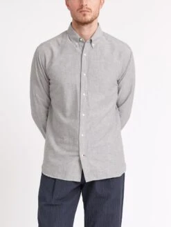 Brook Shirt Campbell Grey -Mizuno Men Clothing Shop ModelOSMS162BrookShirtCAM01GRYCampbellGrey1copy Softness