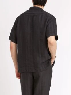 Cuban Short Sleeve Shirt Arnold Black -Mizuno Men Clothing Shop ModelOSMS173CubanShortSleeveShirtARN01BLKArnoldBlack52copy