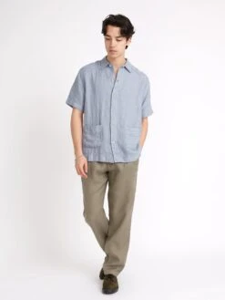 Mizuno Men Clothing Shop -Mizuno Men Clothing Shop ModelOSMS173CubanShortSleeveShirtDRE01BLUDrescherBlue27