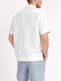 Cuban Short Sleeve Shirt Medley White -Mizuno Men Clothing Shop ModelOSMS173CubanShortSleeveShirtMED01WHIMedleyWhite5copy