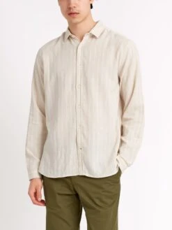Clerkenwell Tab Shirt Randal Cream -Mizuno Men Clothing Shop ModelOSMS66aClerkenwellTabShirtRAN01CRERandalCream5copy