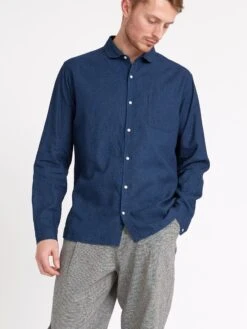 Eton Collar Shirt Lawes Navy -Mizuno Men Clothing Shop ModelOSMS69bEtonCollarShirtLAW01NAVLawesNavy6copy Softness