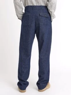Morton Pleated Trousers Burnham Denim Indigo Blue -Mizuno Men Clothing Shop ModelOSMT68MortonTrousersBUR01INBBurnhamIndigoBlue34copy