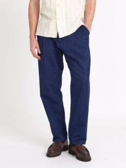 Morton Pleated Trousers Faye Indigo Blue -Mizuno Men Clothing Shop ModelOSMT68MortonTrousersFAY01INBFayeIndigoBlue1copy Softness