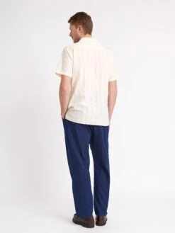 Morton Pleated Trousers Faye Indigo Blue -Mizuno Men Clothing Shop ModelOSMT68MortonTrousersFAY01INBFayeIndigoBlue6 Softness