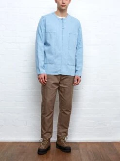 Oliver Spencer X Niwaki Ohana Gardening Smock Mullins Denim Indigo Light -Mizuno Men Clothing Shop NIWAKISMOCKLIGHTDENIM