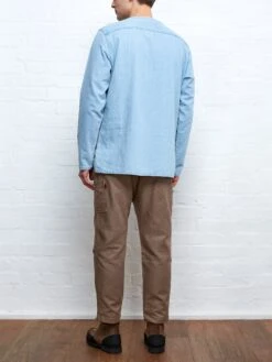 Oliver Spencer X Niwaki Ohana Gardening Smock Mullins Denim Indigo Light -Mizuno Men Clothing Shop NIWAKISMOCKLIGHTDENIM6