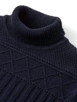 Talbot Roll Neck Jumper Bonham Navy -Mizuno Men Clothing Shop OSMK638TalbotRollNeckJumperBON01NAVBonhamNavy1