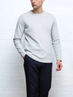 Heavy Long Sleeve Plain T-Shirt Tavistock Grey -Mizuno Men Clothing Shop OSMK733 TAV01GRY HEAVYLONGSLEEVET SHIRTGREY5copy