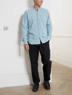 Grandad Shirt Kildale Indigo Light -Mizuno Men Clothing Shop OSMS126 KIL01INL GrandadShirtKildaleIndigoLight7 2