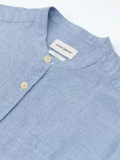 Grandad Shirt Brecon Blue -Mizuno Men Clothing Shop OSMS126GrandadShirtBRE01BLUBreconBlue