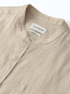 Grandad Shirt Padworth Beige -Mizuno Men Clothing Shop OSMS126GrandadShirtPAD01BEIPadworthBeige1