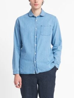 Eton Collar Shirt Mullins Denim Indigo Light -Mizuno Men Clothing Shop OSMS69B MUL01INL ETONCOLLARSHIRT MULLINSDENIMINDIGOLIGHTcopy