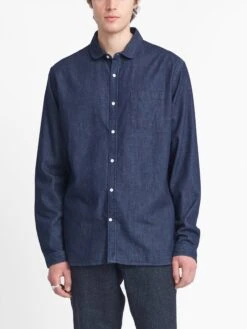 Eton Collar Shirt Mullins Denim Indigo Rinse -Mizuno Men Clothing Shop OSMS69B MUL01INR ETONCOLLARSHIRT MULLINSDENIMINDIGORINSE3copy