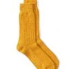Ro To To Cotton Waffle Crew Socks Mustard Yellow