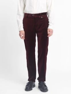 Fishtail Trousers Velvet Burgundy -Mizuno Men Clothing Shop OSMT20D VEL01BUR FISHTAILTROUSERS VELVETBURGUNDY1copy