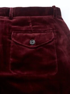 Fishtail Trousers Velvet Burgundy -Mizuno Men Clothing Shop OSMT20dFlatFishtailTrousersVEL01BURVelvetBurgundy3