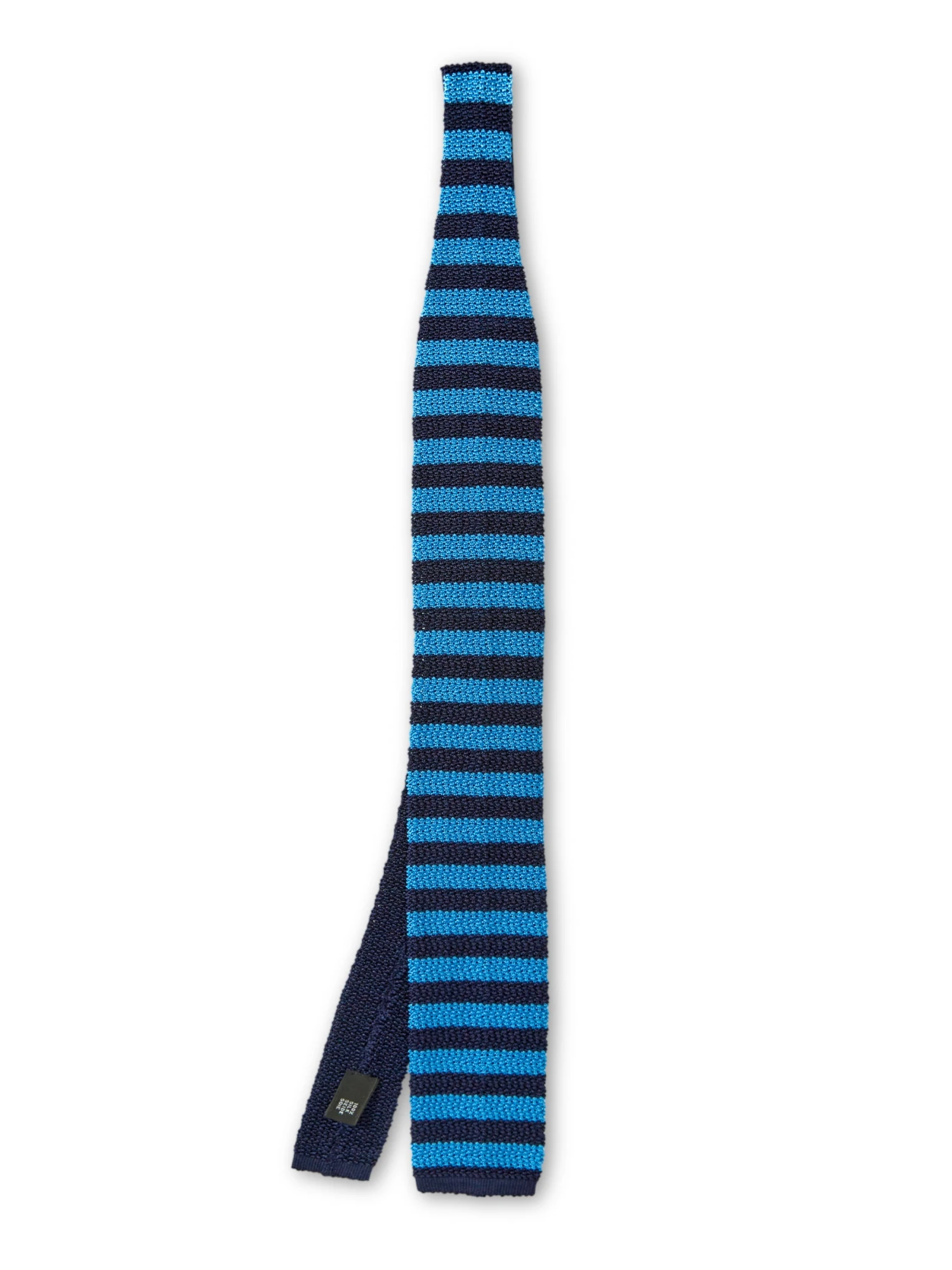 Silk Knitted Tie Navy/Blue Stripe 3 Silk Knitted Tie Navy/Blue Stripe