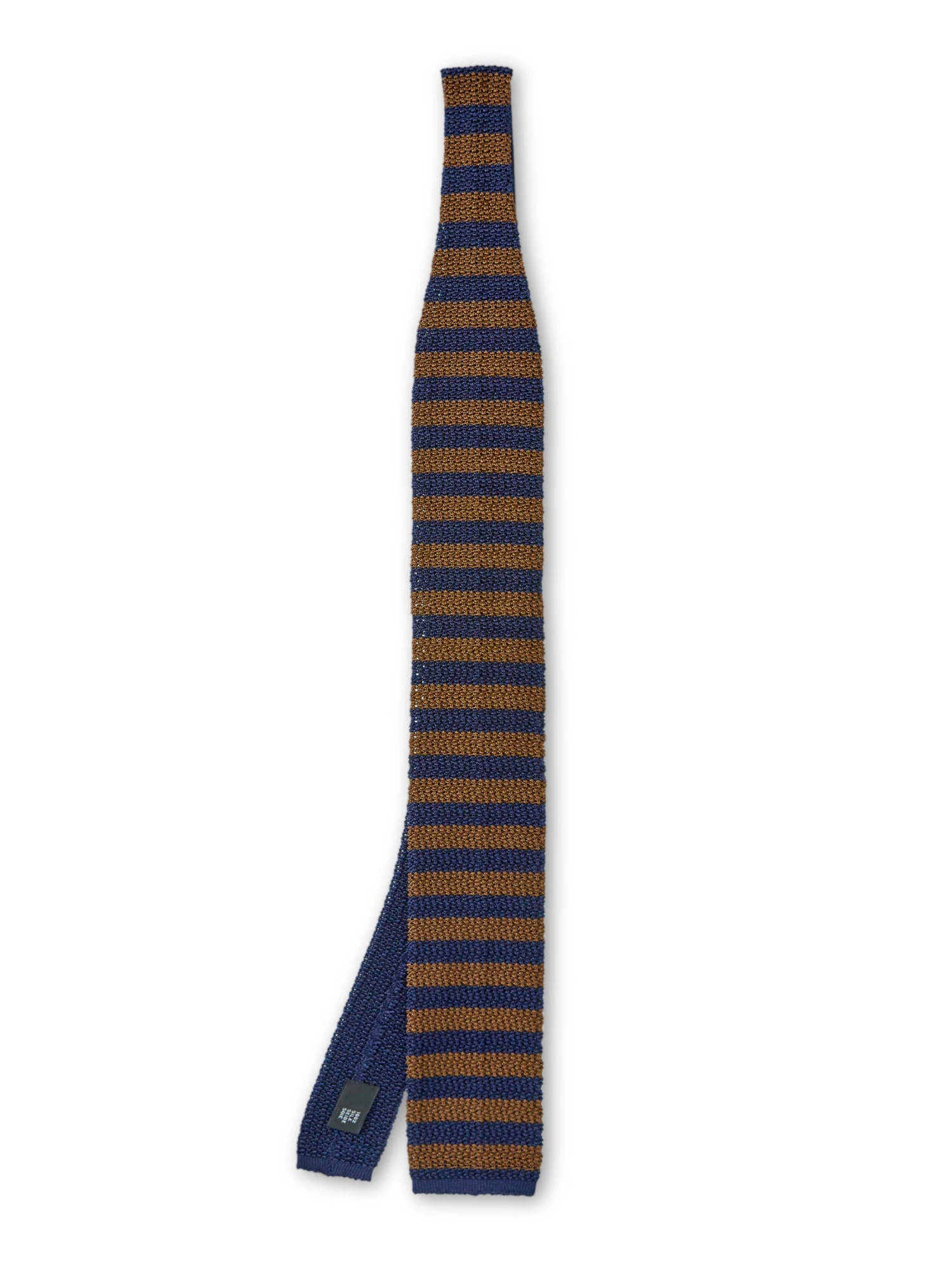 Silk Knitted Tie Navy/Brown Stripe 3 Silk Knitted Tie Navy/Brown Stripe